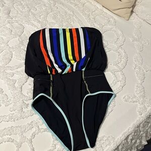 Anne Cole Black and Blue One-Piece Swimsuit